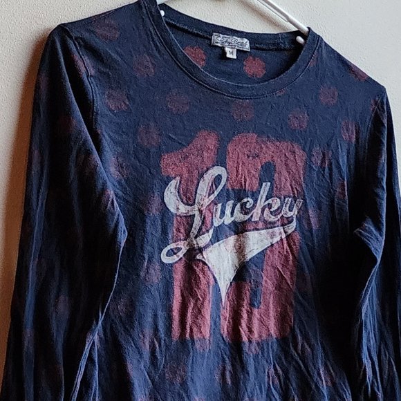 Lucky Brand Scoop Neck "Lucky 13" Long Sleeve Graphic T-Shirt Size Medium - Picture 3 of 16